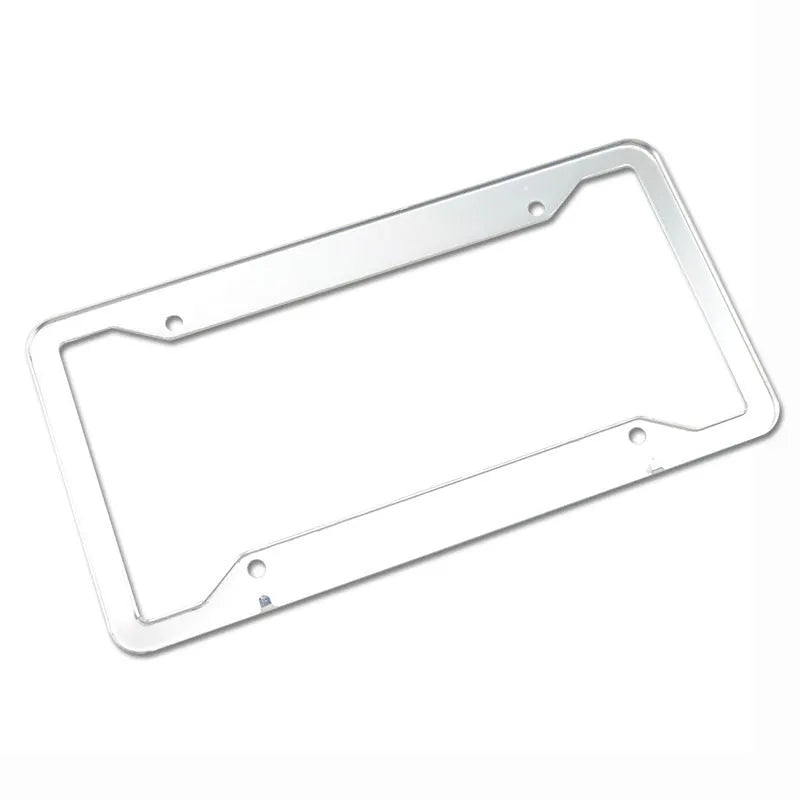 Aluminium alloy license plate frame in black, light grey, silver, or stainless steel finishes