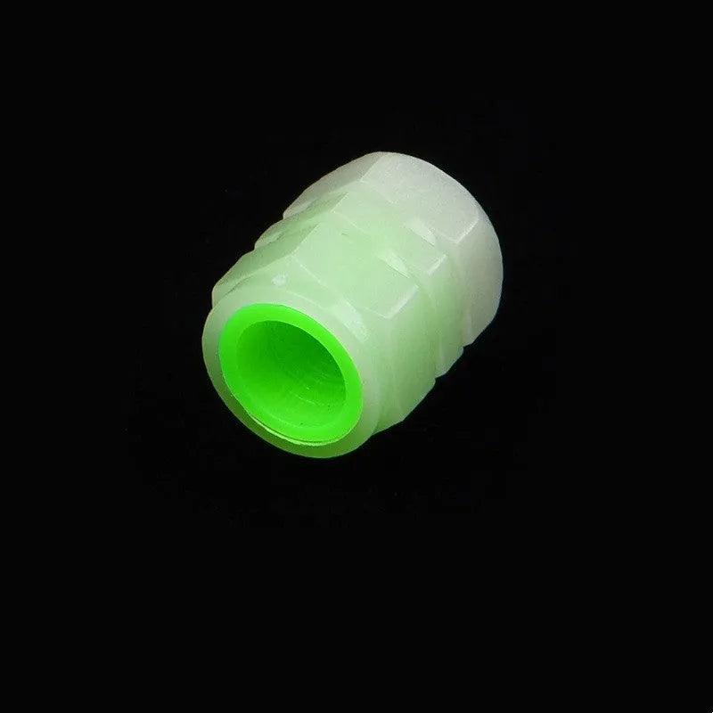 Rubber luminous valve caps for cars with glow-in-the-dark feature, 16mm by 12mm size