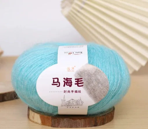 Mohair wool ball for DIY scarf kit with 34 colour options including white, grey, pink and blue