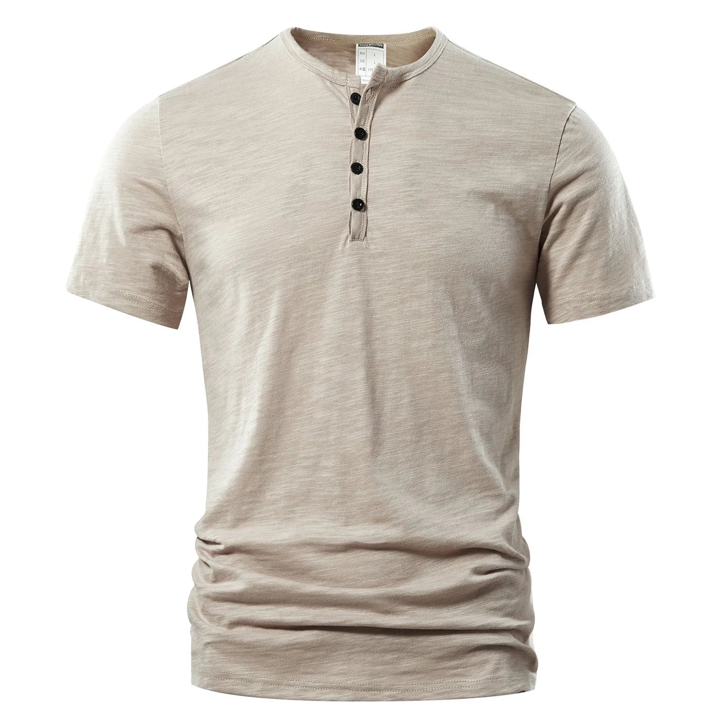 Men's slub cotton short sleeve T-shirt in solid colour with British style casual design