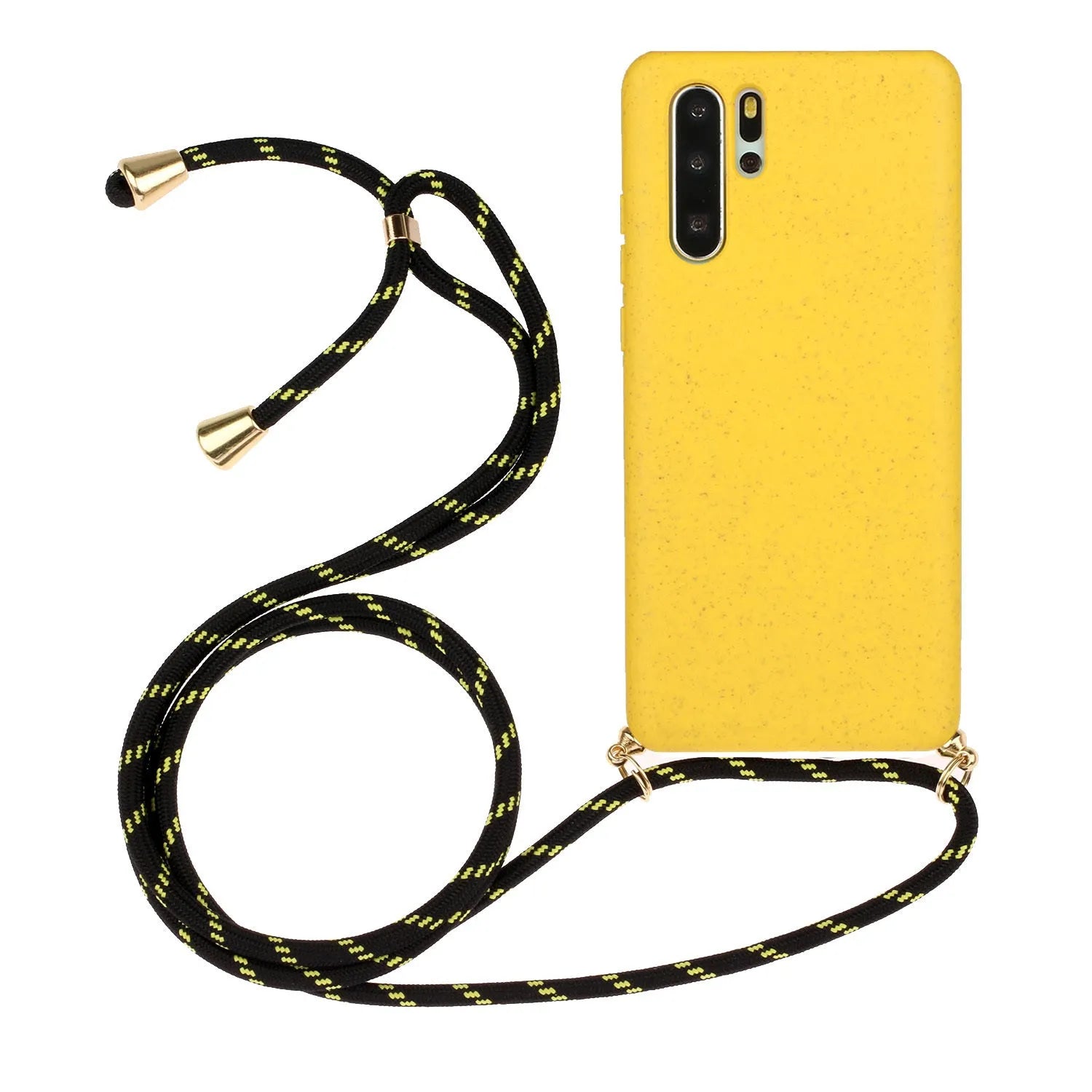 Huawei P30 mobile phone case with wrist strap and floral painted TPU back cover.