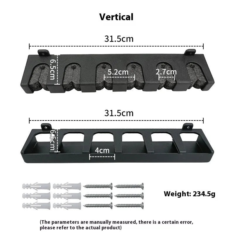 ABS plastic wall-mounted fishing rod holder with choice of horizontal or upright mounting styles