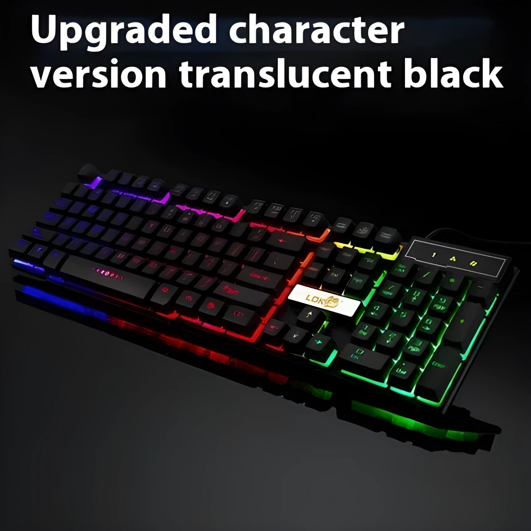 Gaming keyboard USB cable with glowing LED lighting effects in white and black colour options