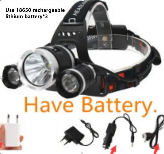 CREE XM-L T6 rechargeable aluminium headlamp with adjustable strap and Hawkeye lens