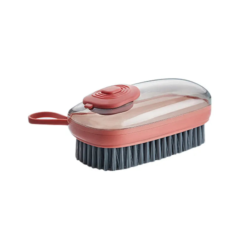Automatic liquid cleaning brush with ergonomic grip for shoes and laundry cleaning