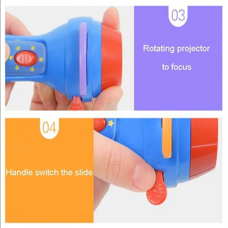 Kids story projector torch with clip-on discs for bedroom ceiling projection