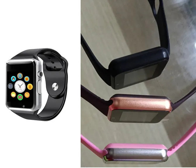 A1 smart watch with 1.54-inch screen showing camera, Bluetooth and GSM connectivity options