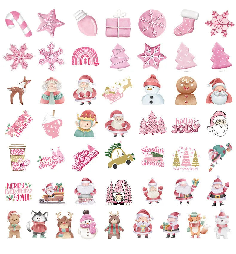 Pack of 50 cute Christmas waterproof stickers for cars, phones, laptops and guitars