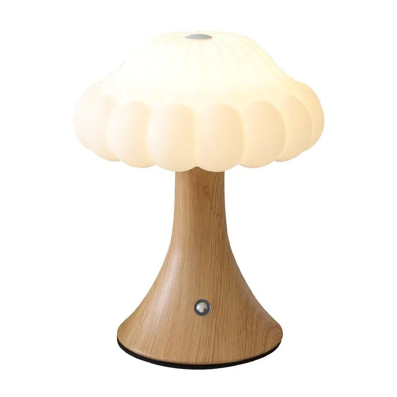 Mushroom-shaped decorative lamp with USB charging port and touch control in five colour options