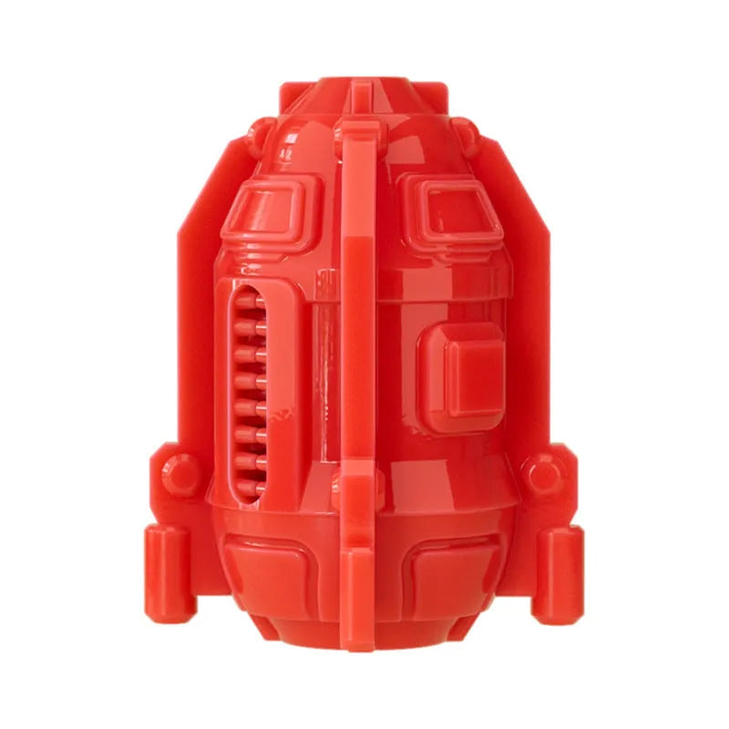 Pet food leakage toy in bright red, made from TPR material, designed for dog bite and chew treat dispensing play