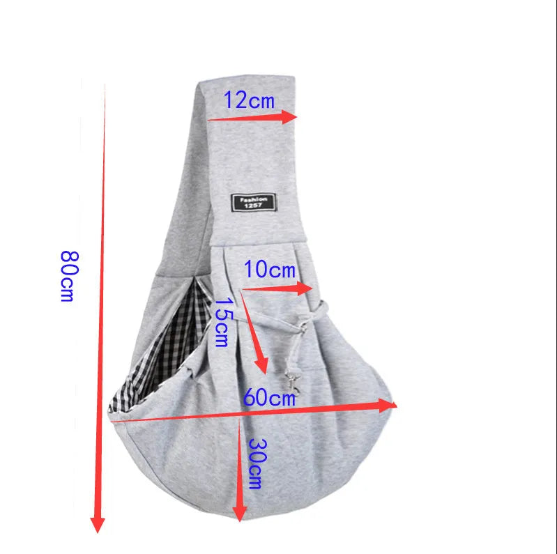 A folded and unfolded collapsible cat messenger bag with mesh panels, shown in blue.
