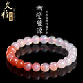 Natural gradient Yanyuan agate bracelet with geometric beads in salt source colour on a wrist.