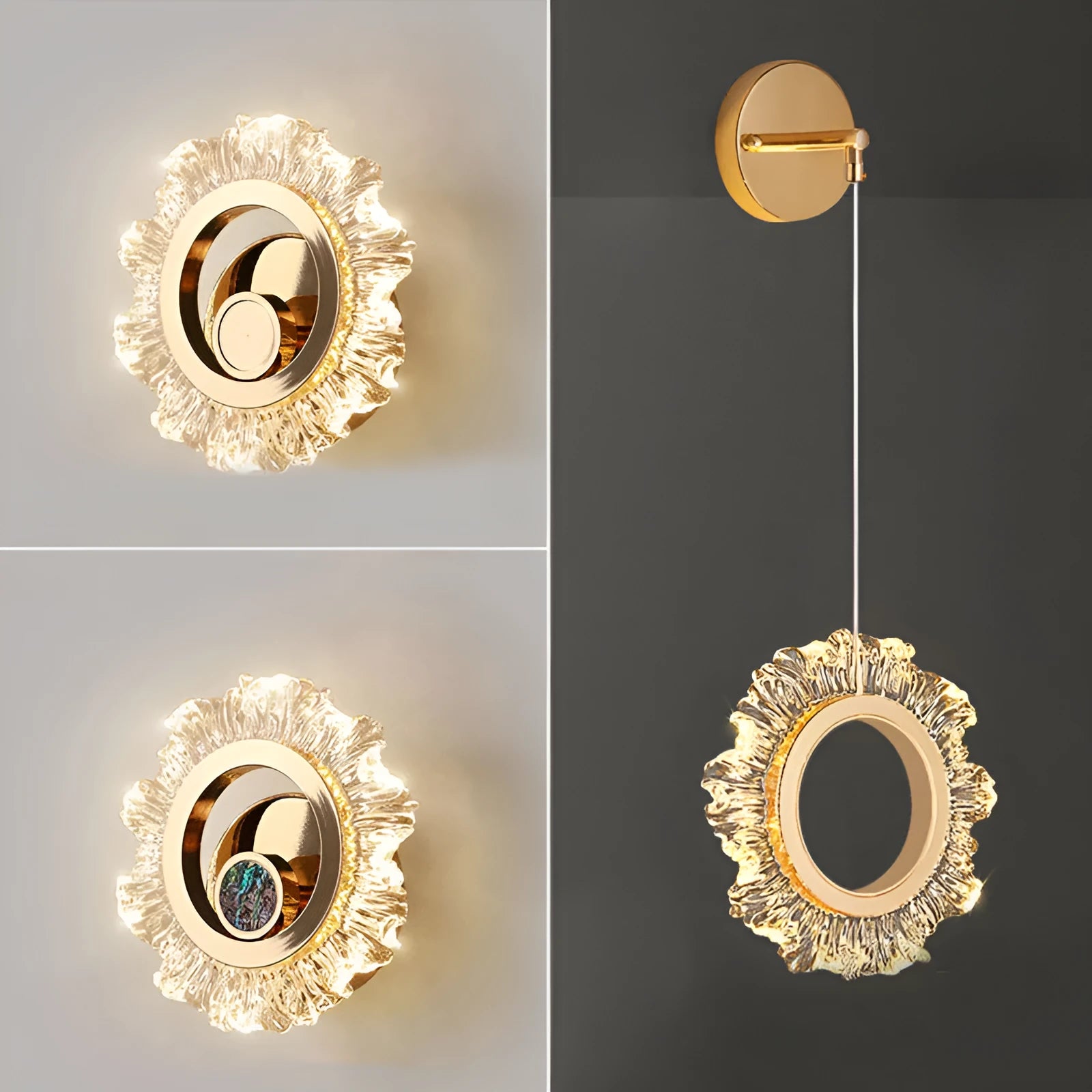High Sense minimalist modern wall lamp with white acrylic shade on a wall.