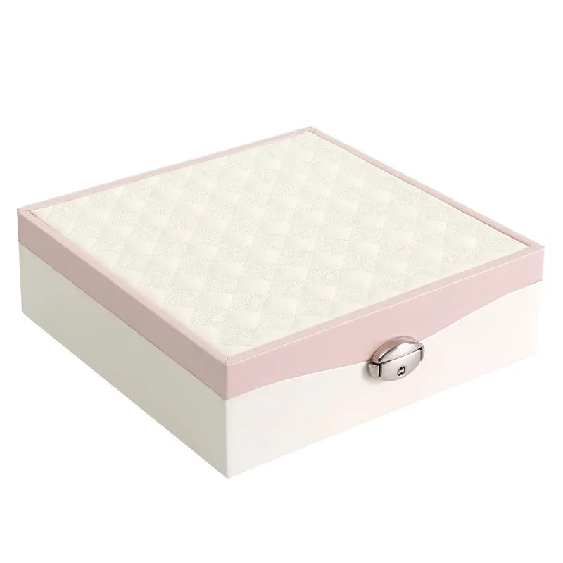 Minimalist red and white jewellery storage box for necklaces and rings