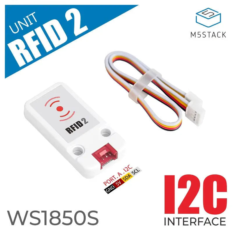 M5Stack RFID2 WS1850S 13.56MHz RFID sensor unit on a white background