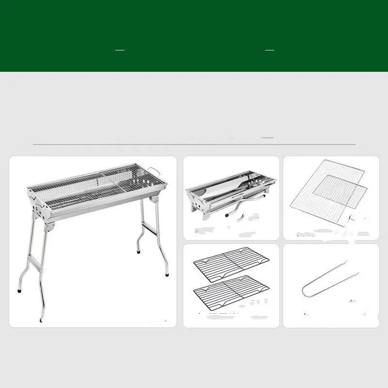 Stainless steel portable folding barbecue grill oven for outdoor cooking