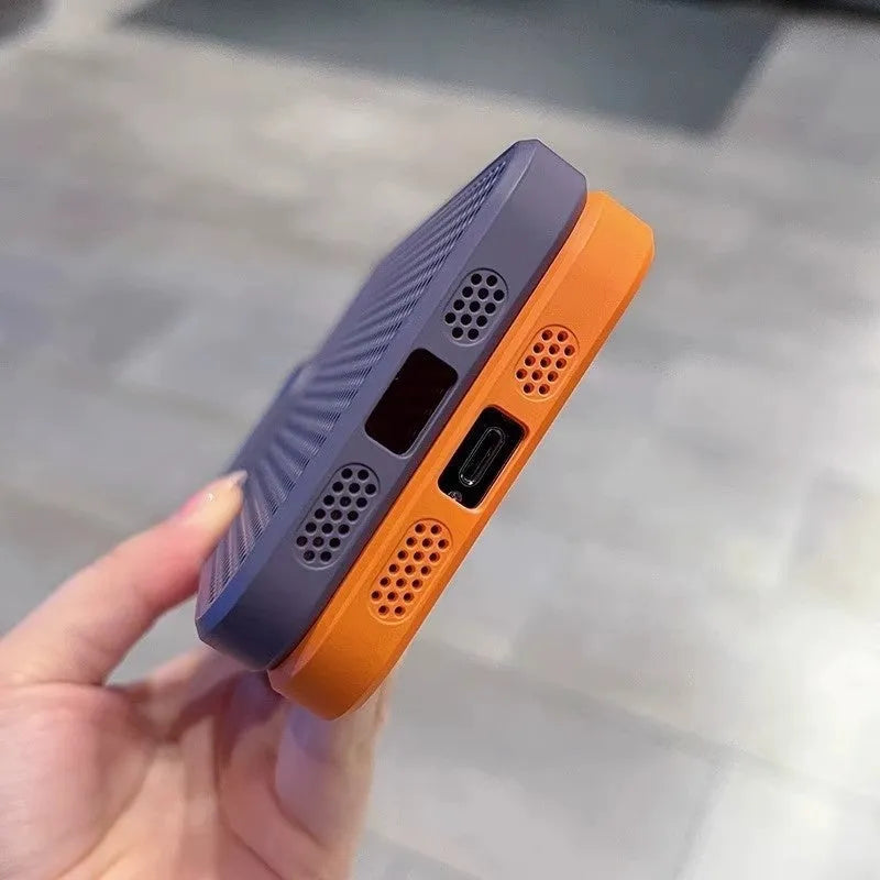 Simple honeycomb mesh magnetic phone case for iPhone 11 to 15 series in black hard PC