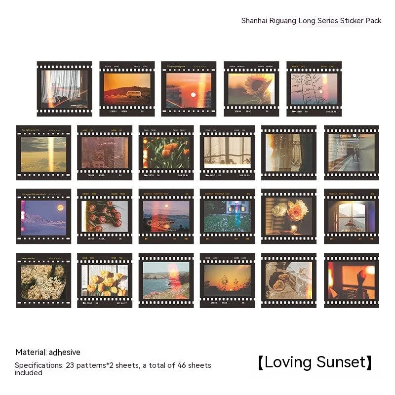 Box of square Nordic style decorative stickers showing six colour themes like Rose Love Letter and Grape Wine.