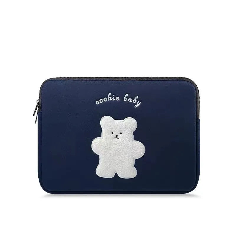 Embroidered animal design laptop sleeve in polyester with puppy pattern for 13-15 inch laptops