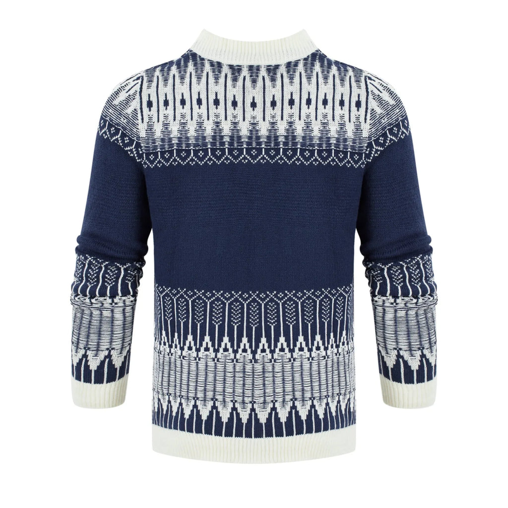 Men's basic acrylic knitted long-sleeved pullover sweater on a hanger