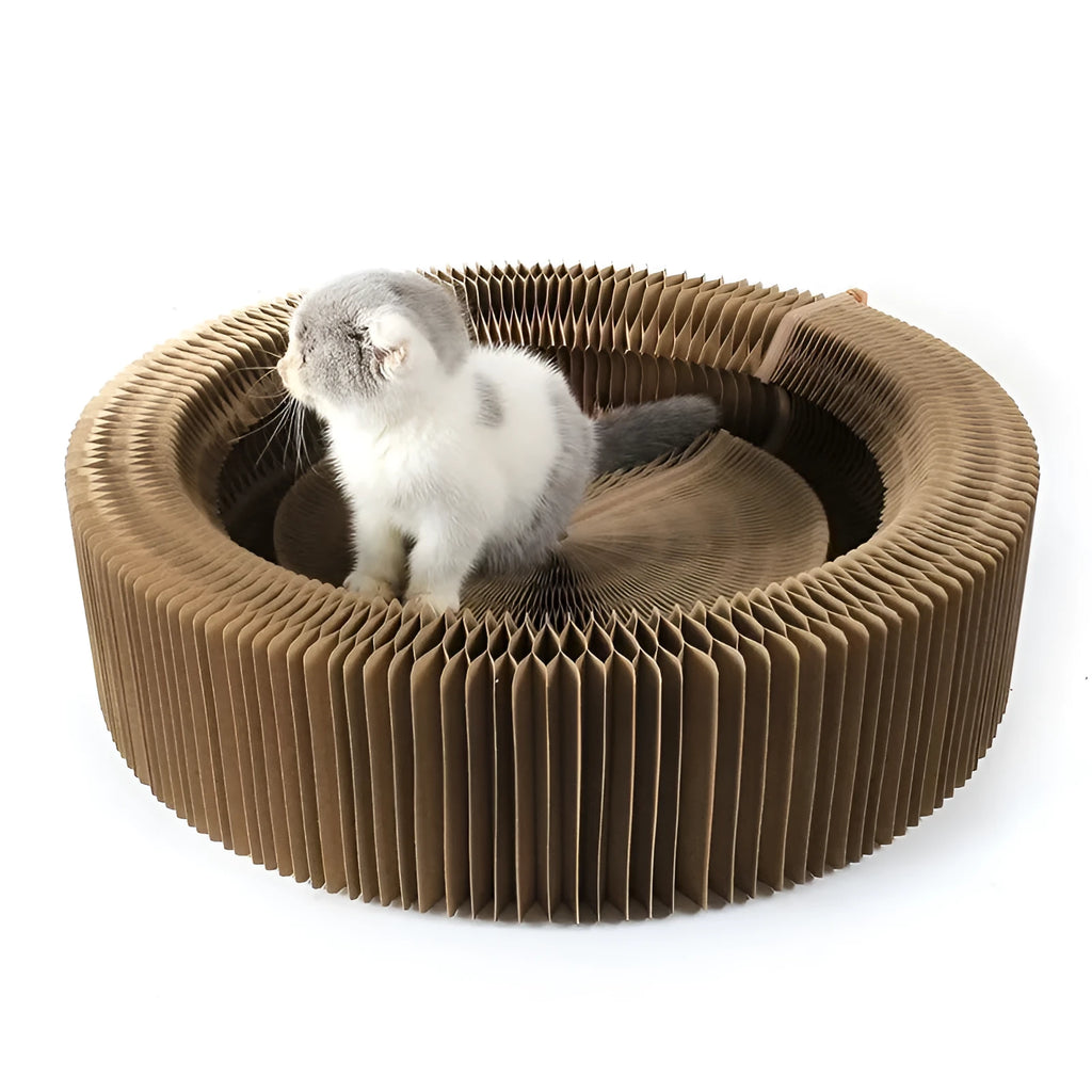 Brown corrugated paper cat sleeping bag with 48.5 cm width tile paper construction for pet cats