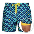 Men's cotton blend double-layer striped beach shorts in summer colour options with straight-leg cut