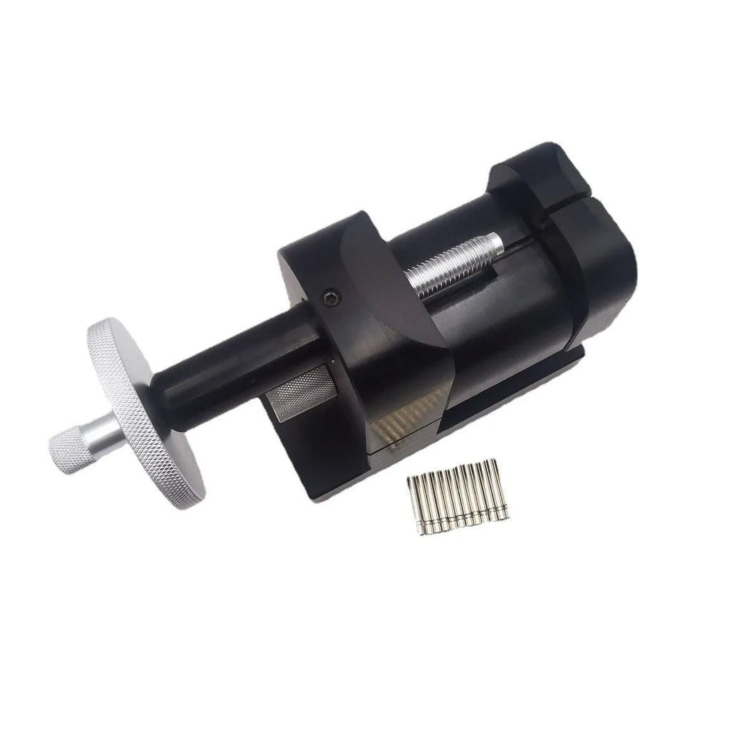 Alloy steel watch strap removal tool set with 12 components for professional watch repair.