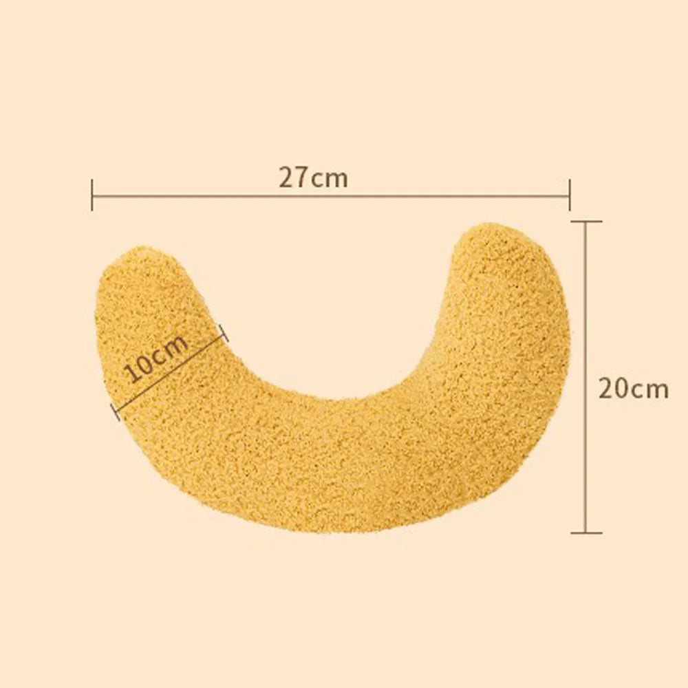 U-shaped cat pillow with adjustable collar in blue colour on blanket