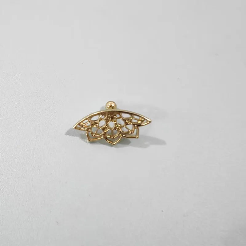 Geometric spider web stud earrings in gold and silver electroplated metal finishes