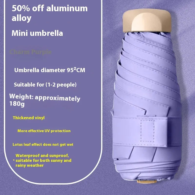 Compact five-fold umbrella with gradient vinyl canopy and alloy frame in various colours.