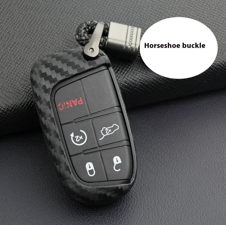 Carbon fibre pattern silicone key case for Dodge Chrysler Fiat remote keys