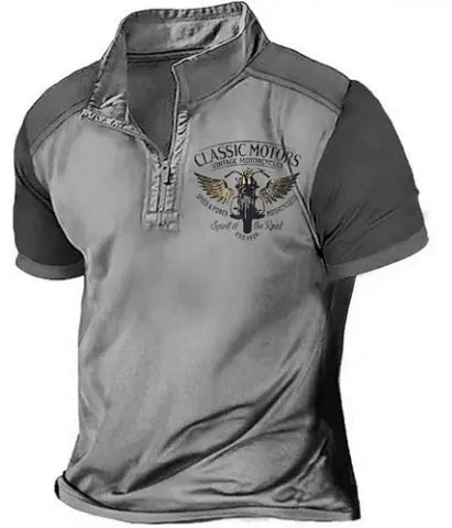Solid colour golf polo shirt with loose fit pullover style, made from polyester bird eye cloth.