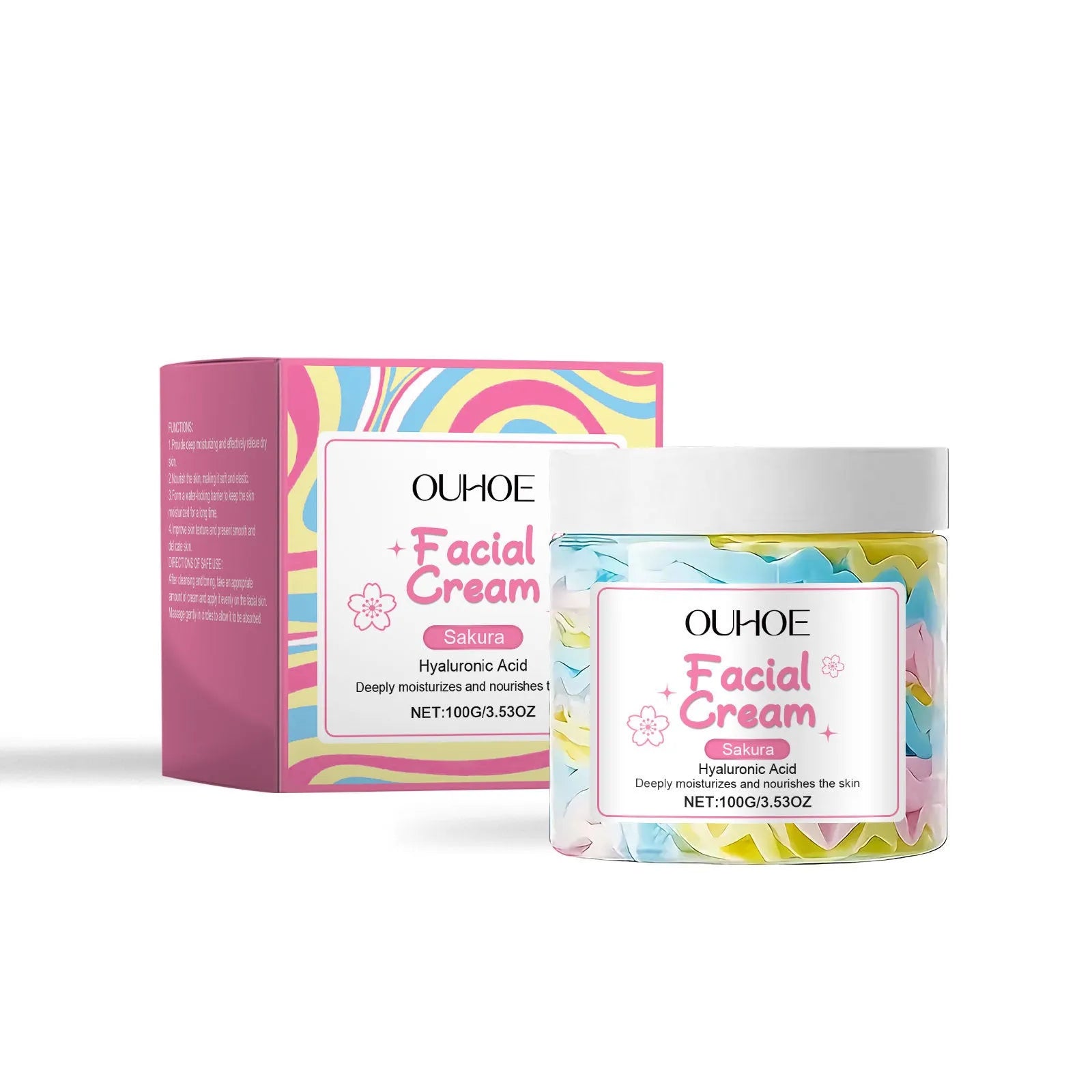 Sakura Butter Cream 100g moisturising facial jar measuring 5.7cm cube with rose-scented formulation