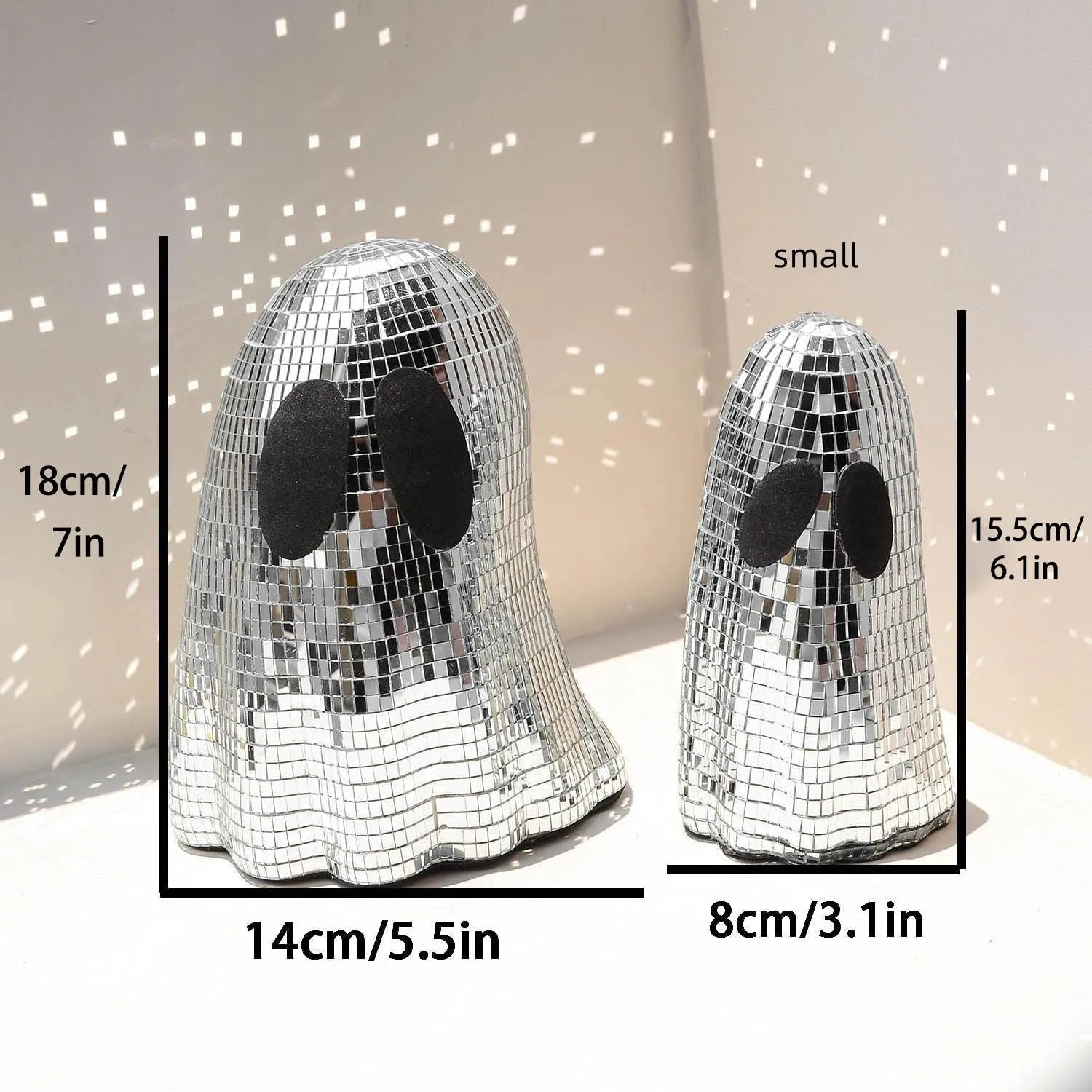 Silver mosaic mirror patch Halloween ghost decoration in glass