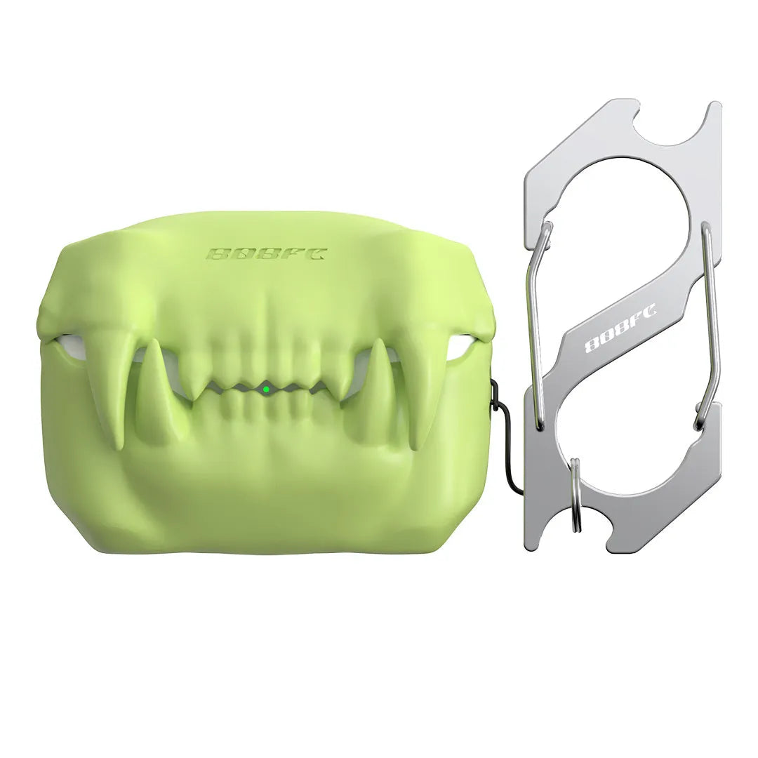Silicone earphone case for AirPods Pro with keychain in fluorescent green colour