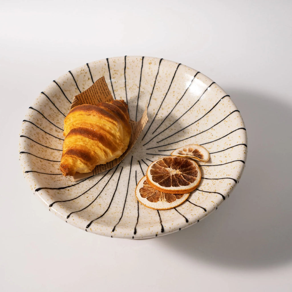Black and white striped synthetic resin fruit plate ornament for retro home decor displays
