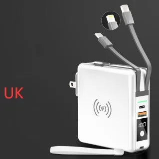 Super QI wireless charging power bank PD20W 10000mAh with travel adapter in black or white