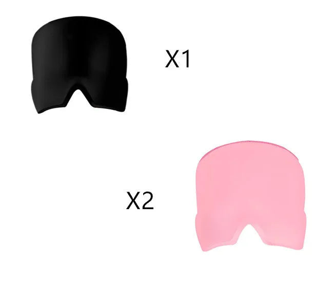 Black elastic cloth gel eye mask for headache relief with adjustable headband