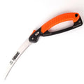 Folding garden saw with TPR grip and 230mm steel blade extended for cutting