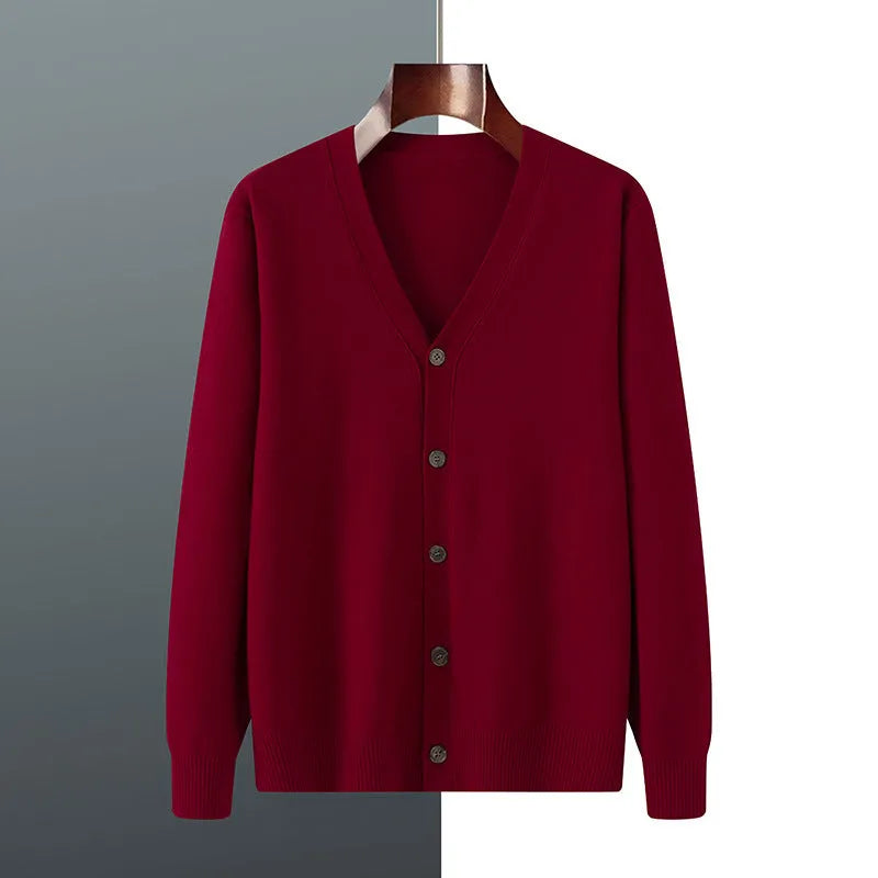 Men's Andy velvet cardigan coat in V-neck design with loose fit and long sleeves
