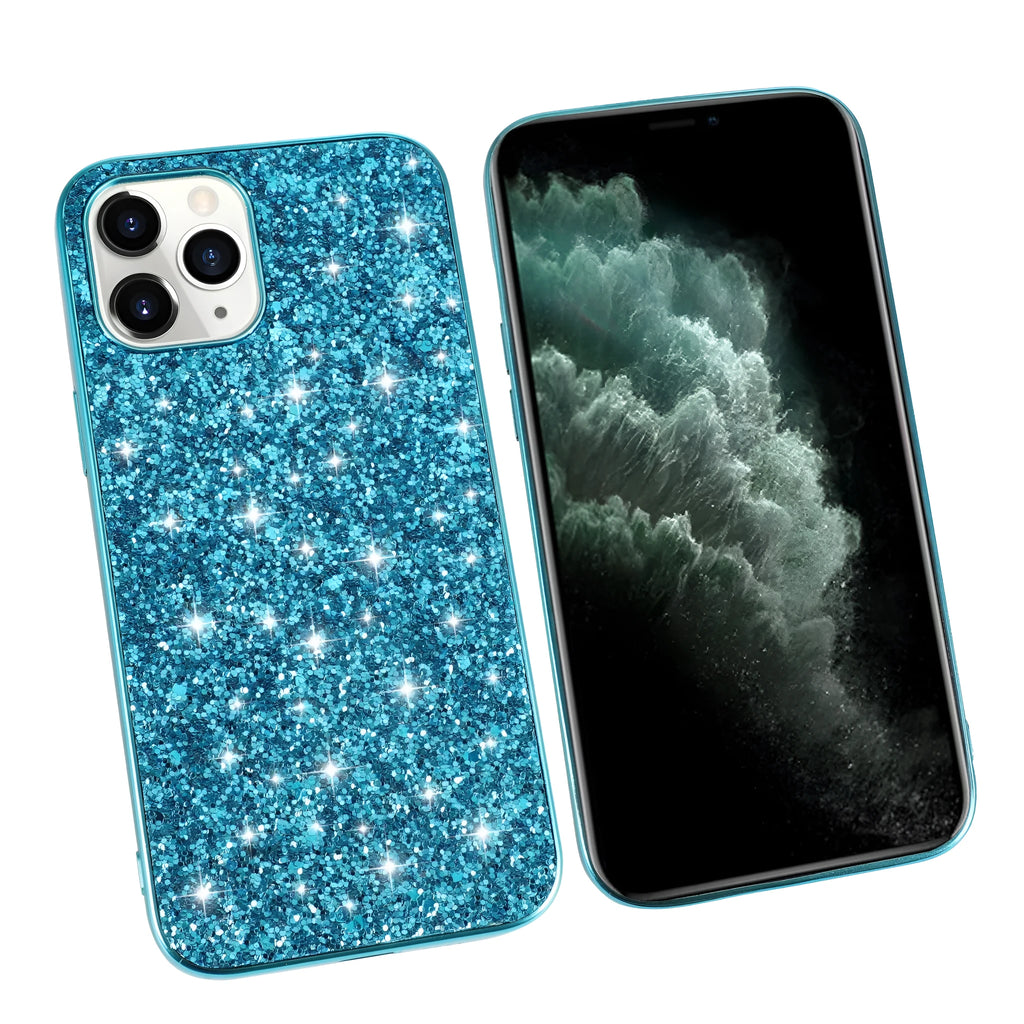 TPU phone case with sequins veneer back cover for iPhone 13 and 12 series in rose gold colour