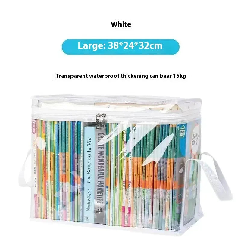 White large PVC water buggy storage bag with transparent cover measuring 38x24x32 cm showing zip closure