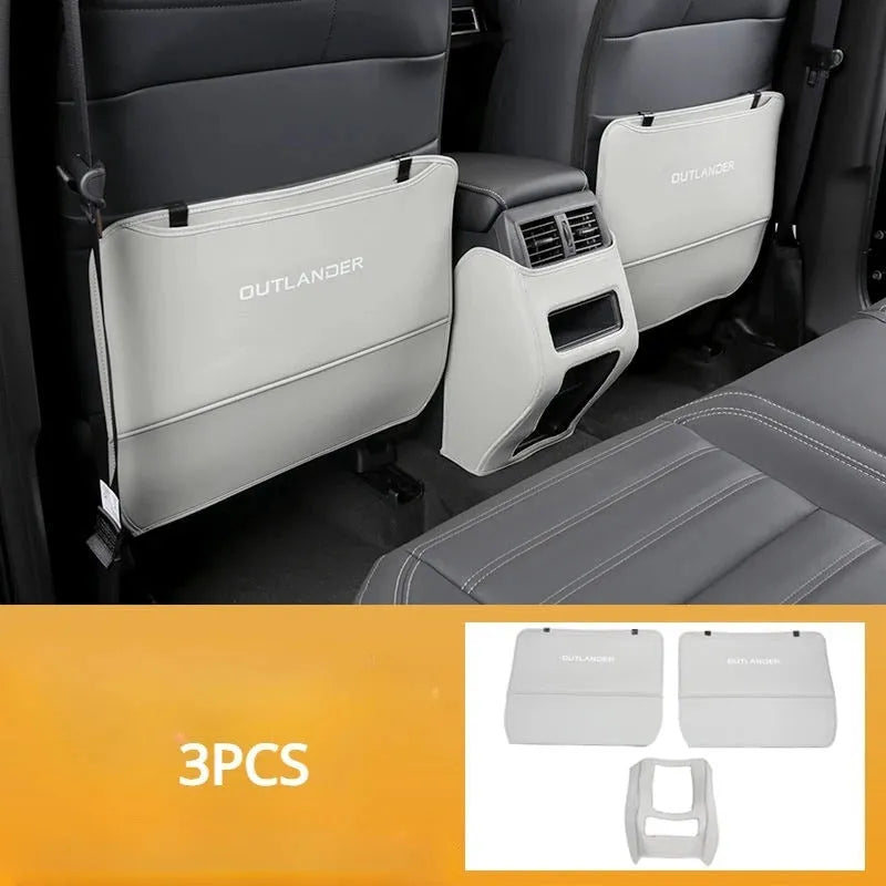 Three-piece anti-kick pad set for 2023 Mitsubishi Outlander leather interior protection