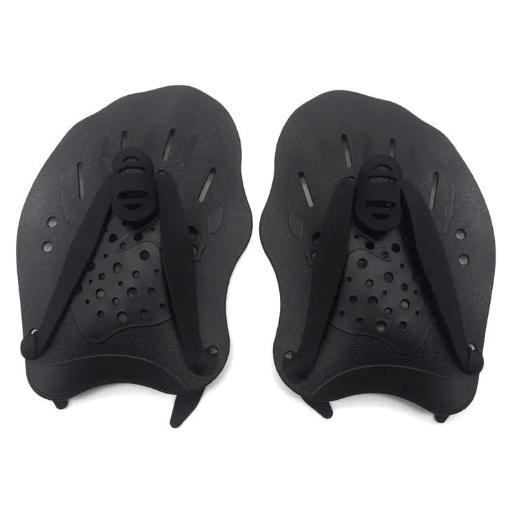 Pair of swimming training hand paddles for freestyle stroke technique in multiple colour options