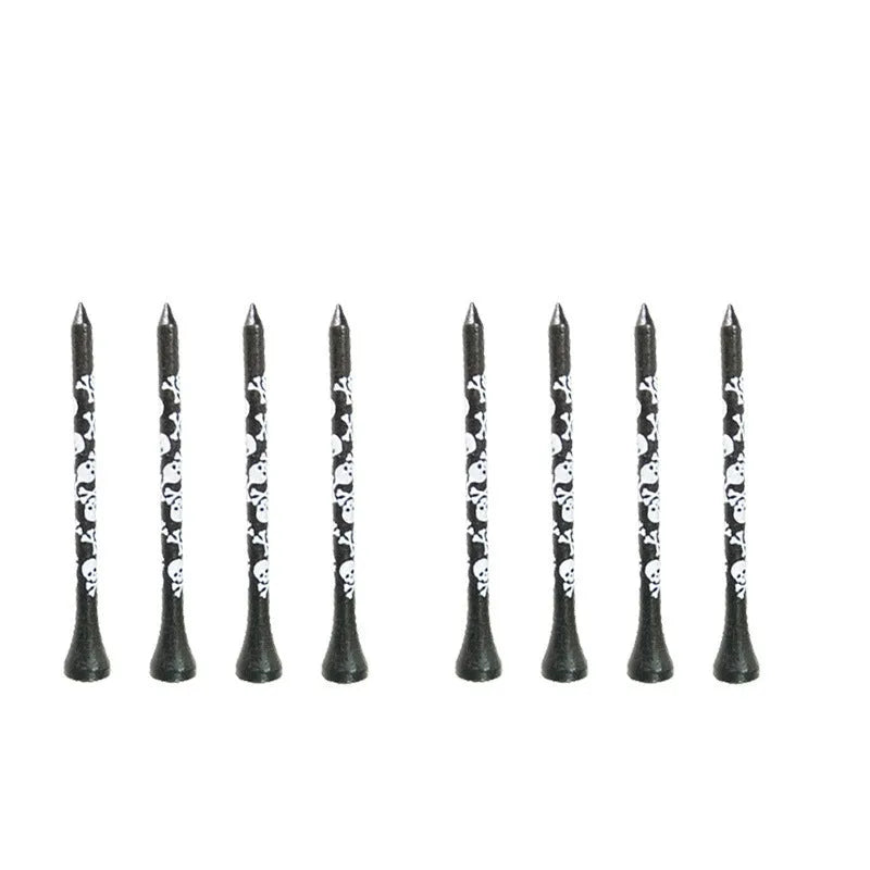 Black skull print bamboo golf dowel pins in 70mm and 83mm lengths for spike replacement