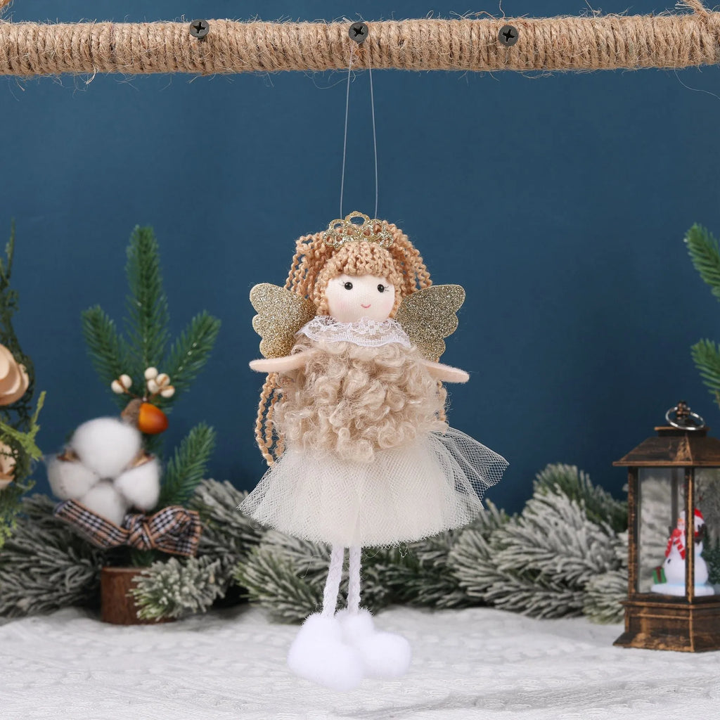 Christmas angel girl pendant high ponytail hair accessory in cloth fabric with cartoon styling