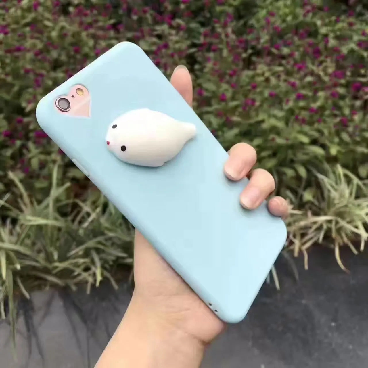 Silicone TPU iPhone case with 3D cartoon cat design in multiple colour options
