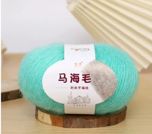 Mohair wool ball for DIY scarf kit with 34 colour options including white, grey, pink and blue
