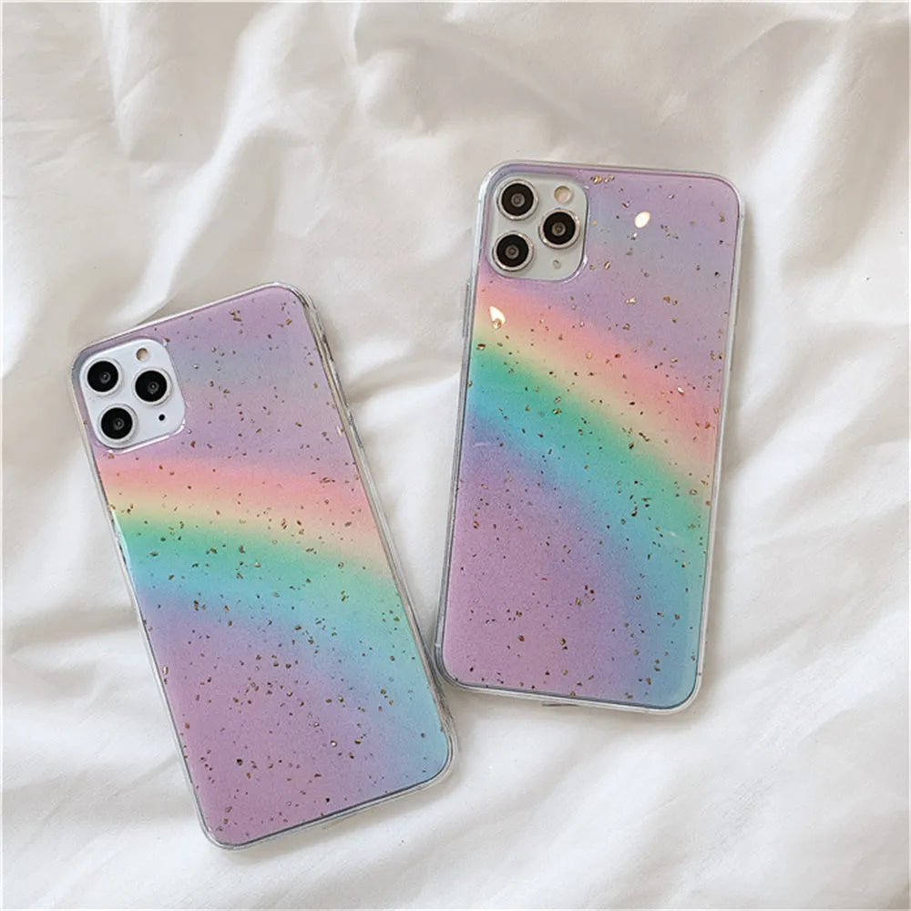 Rainbow gradient colour tpu phone case with stripes for iPhone models