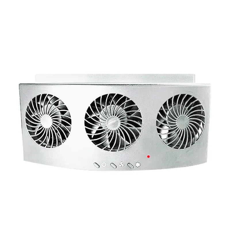 Black and white USB-powered car ventilation fan for dashboard mounting with 1.5m cable